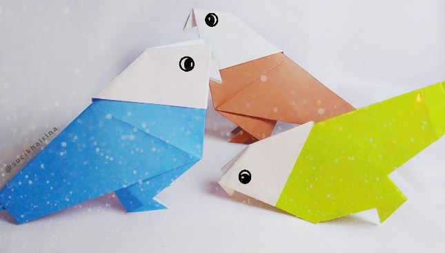 cara membuat origami burung dara